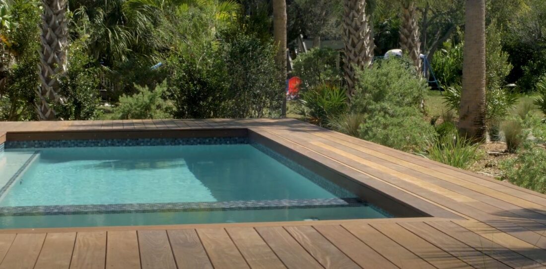 timber deck around pool